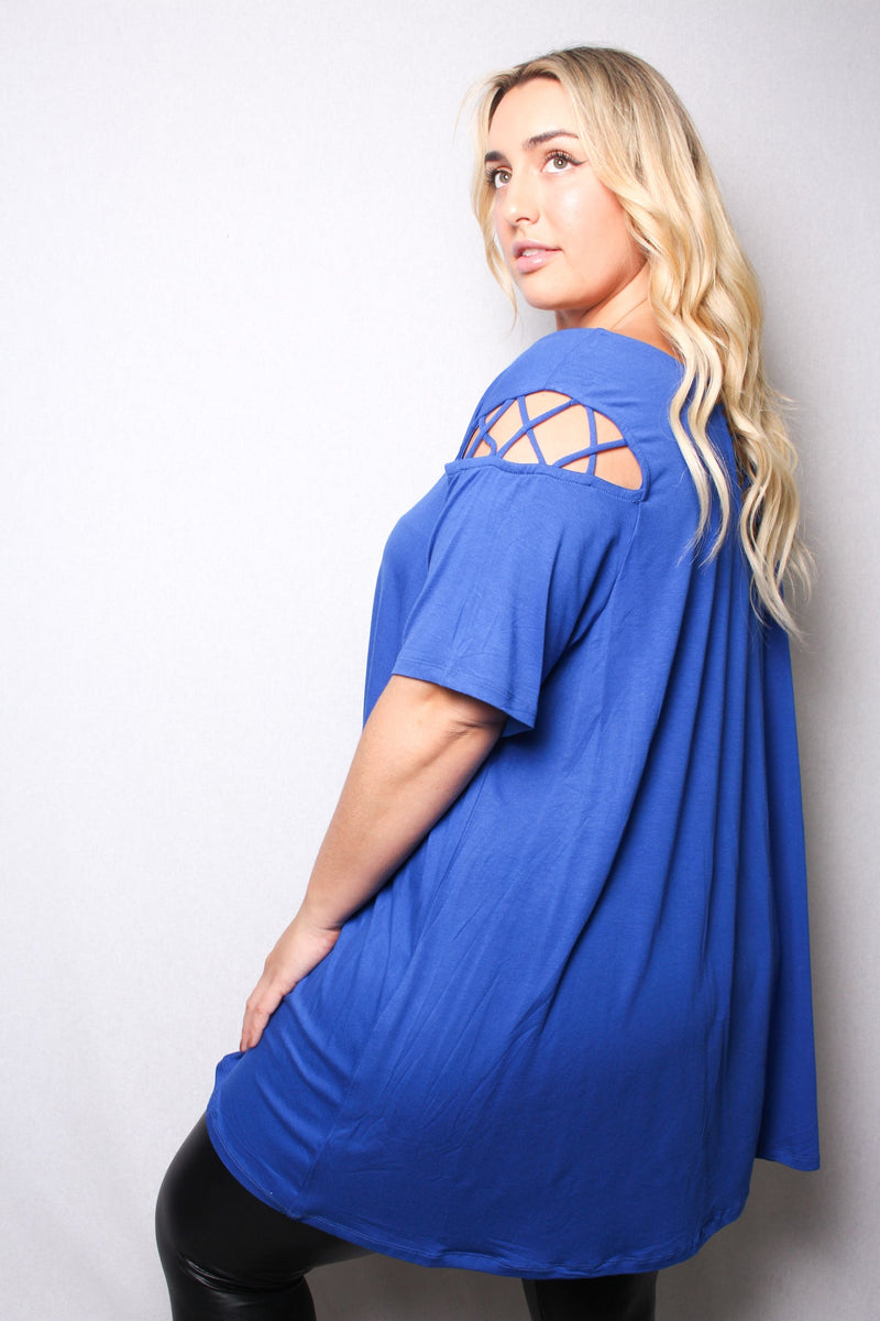Women's Plus Size Caged Sleeves Casual Dress