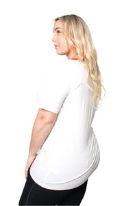 Women's Plus Size Round Neck Short Sleeves Ringer T-Shirt