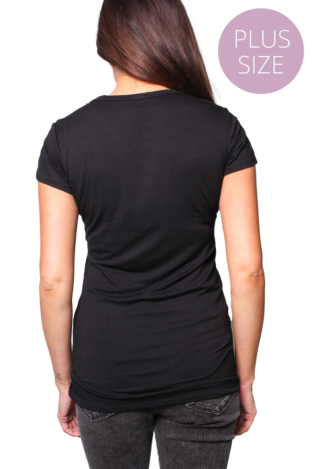 Women's Plus Short Sleeve Round Neck Solid Top