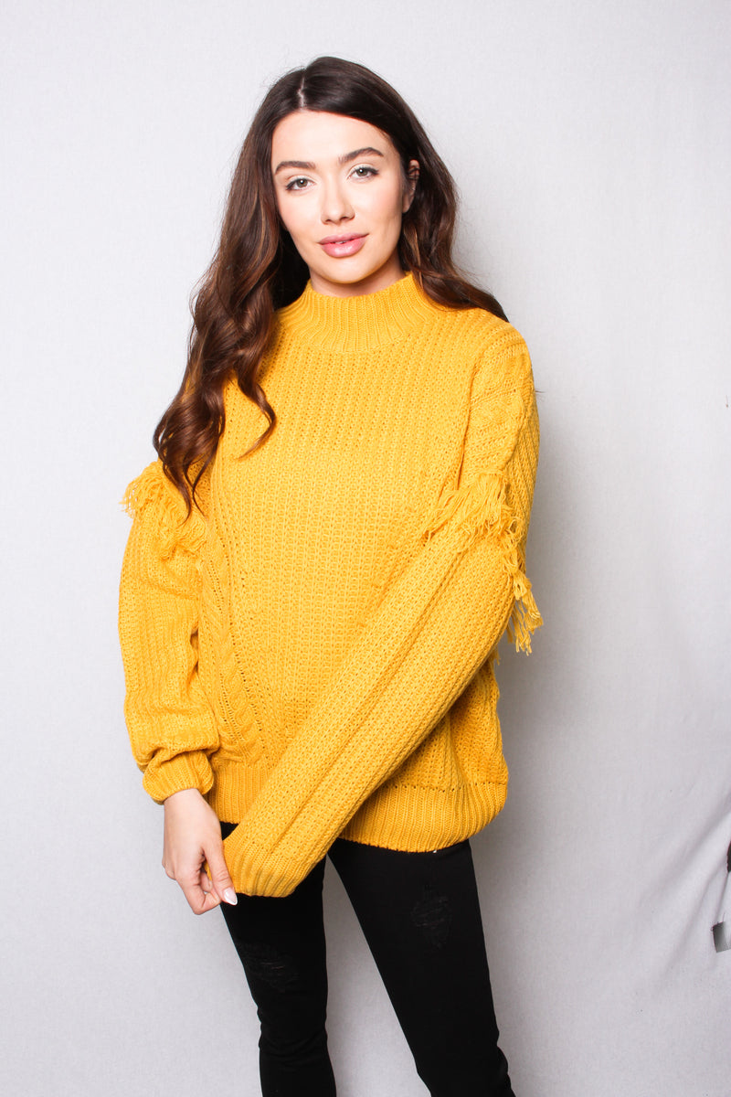 Women's Fuzzy Long Sleeves Pullover Fringe Sweater