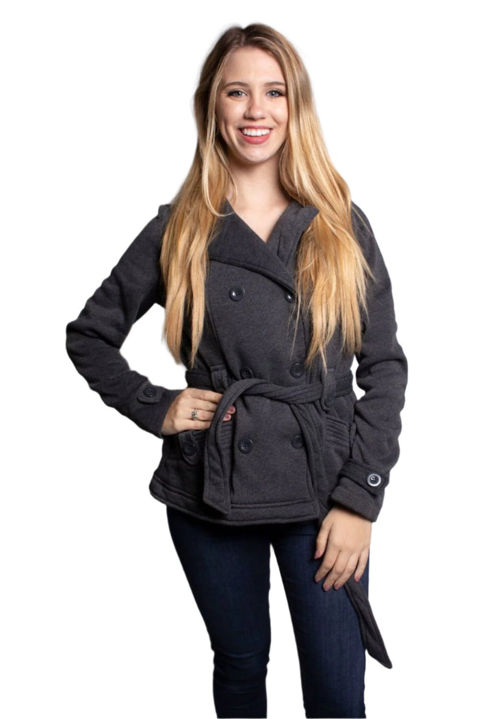 Women's Double Breasted Jacket with Hoodie