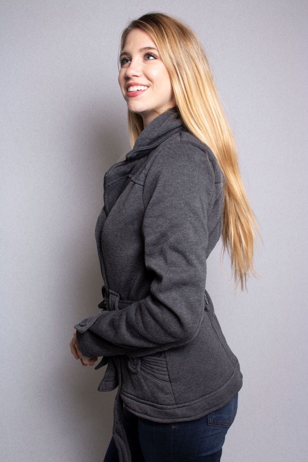 Women's Double Breasted Jacket with Hoodie