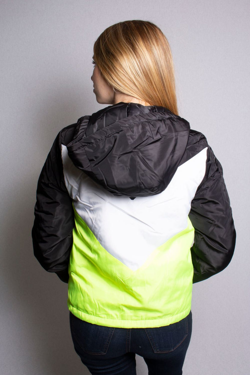 Women's Neon Color Block Hoodie Jacket
