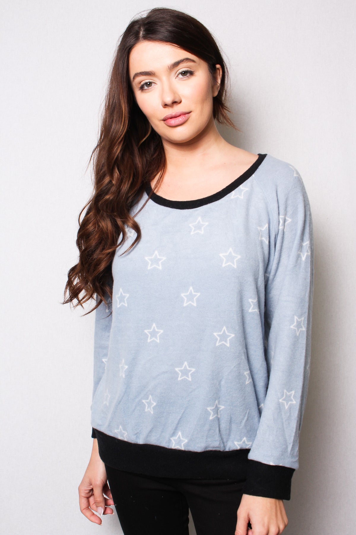 Women's Star Print Raglan Top