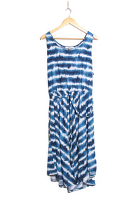 Women's Sleeveless Scoop Neck Tie Front Striped Dress