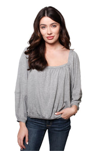 Women's Long Sleeve Square Neck Solid Casual Blouse
