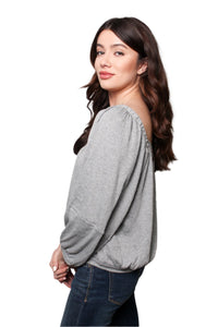 Women's Long Sleeve Square Neck Solid Casual Blouse