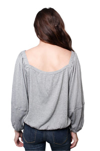 Women's Long Sleeve Square Neck Solid Casual Blouse