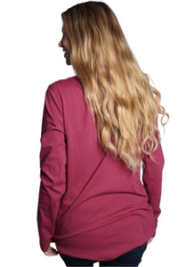 Women's Long Sleeve V-Neck Solid Top
