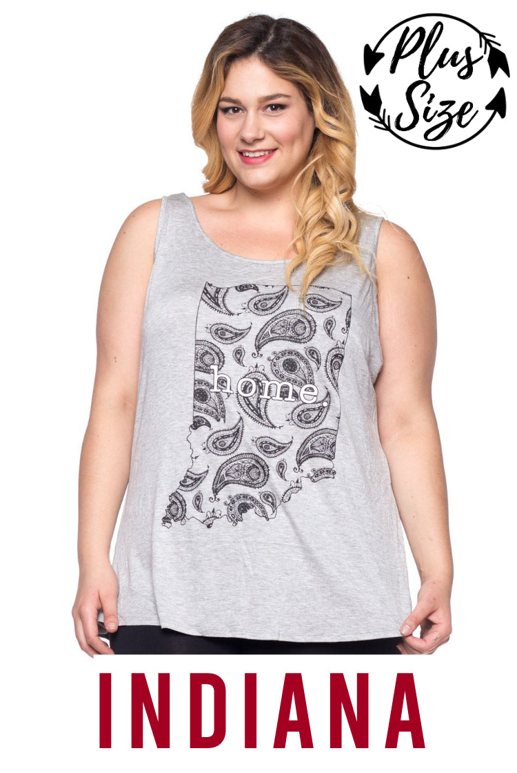 Women's Plus Indiana "home." Screen Print Tank Top