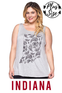Women's Plus Indiana "home." Screen Print Tank Top