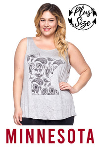 Women's Plus Minnesota "home." Screen Print Tank Top