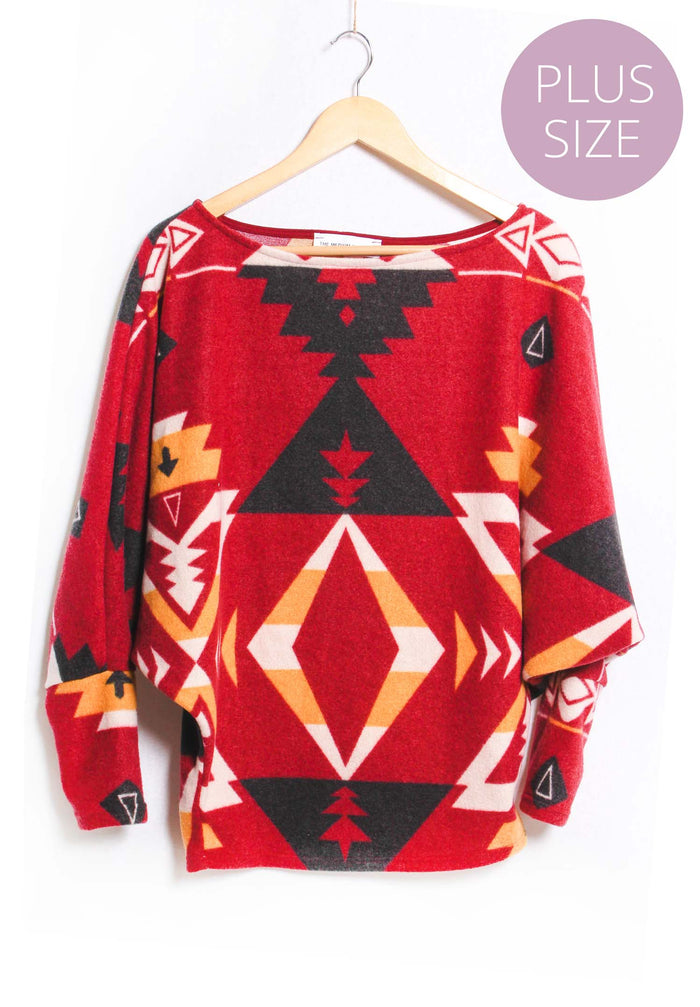 Women's Plus Dolman Sleeve Round Neck Printed Top