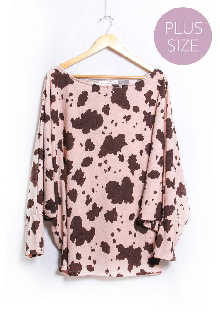 Women's Plus Dolman Sleeve Round Neck Printed Top
