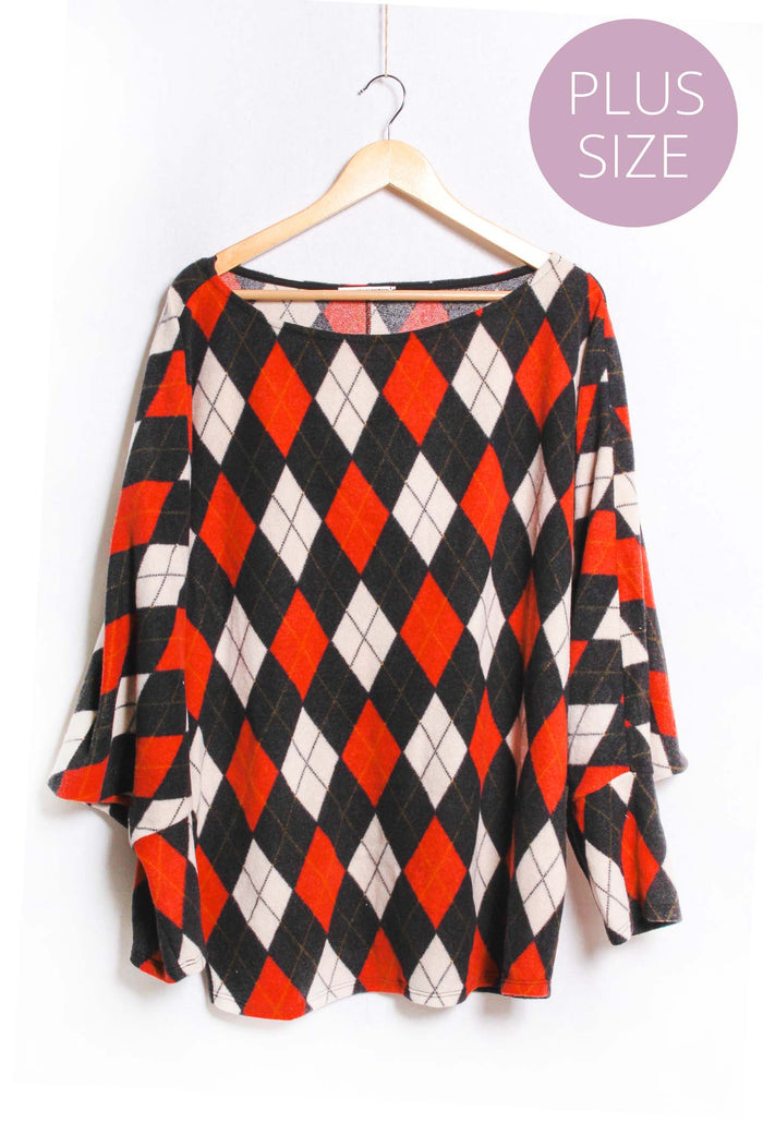 Women's Plus Dolman Sleeve Round Neck Printed Top