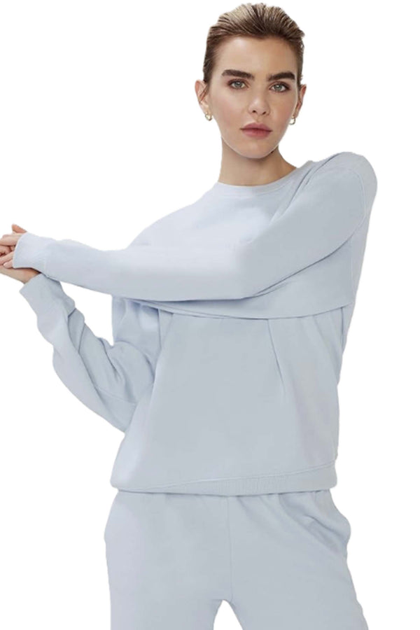 Women's Long Sleeve Crewneck Fleece Pullover Sweatshirt