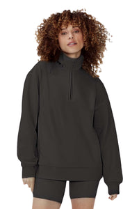 Women's Long Sleeve Half Zip Sweatshirt Fleece Oversized Pullover Sweater