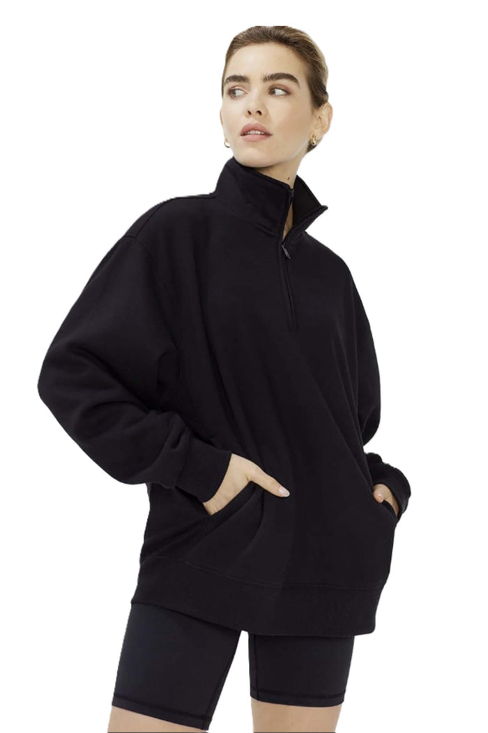 Women's Long Sleeve Half Zip Sweatshirt Fleece Oversized Pullover Sweater