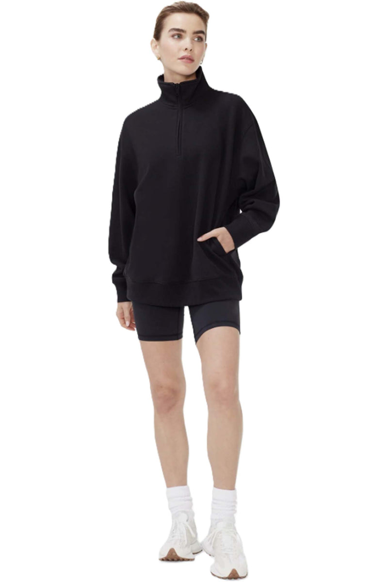 Women's Long Sleeve Half Zip Sweatshirt Fleece Oversized Pullover Sweater