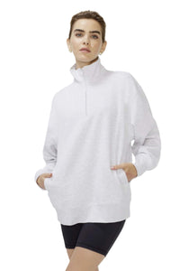 Women's Long Sleeve Half Zip Sweatshirt Fleece Oversized Pullover Sweater