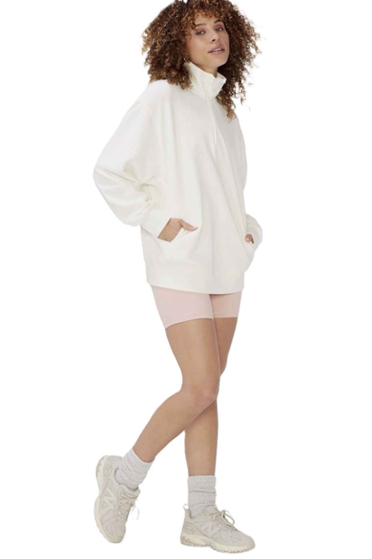 Women's Long Sleeve Half Zip Sweatshirt Fleece Oversized Pullover Sweater