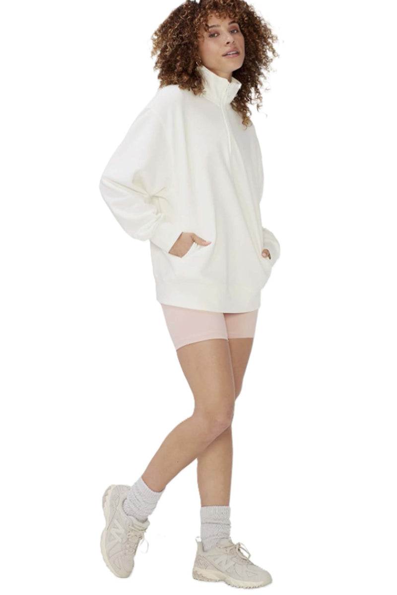 Women's Long Sleeve Half Zip Sweatshirt Fleece Oversized Pullover Sweater