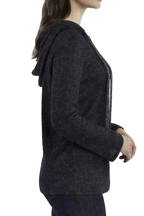 Women's Long Sleeve Ribbed Hoodie Pullover Sweater