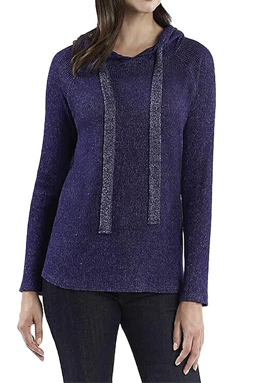 Women's Long Sleeve Ribbed Hoodie Pullover Sweater