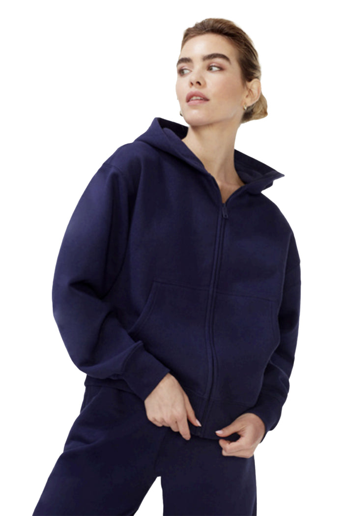 Women's Long Sleeve Boyfriend Fit Zip Fleece Hoodie