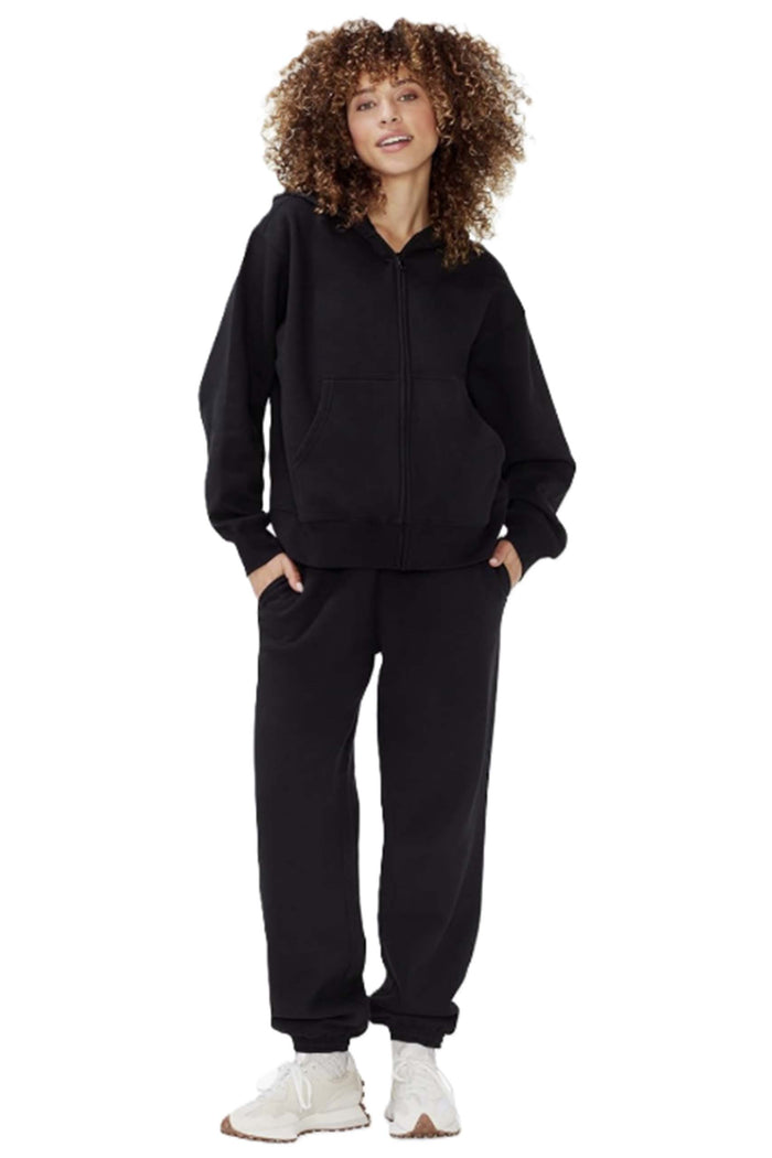 Women's Long Sleeves Fleece Oversize Zip Hoodie & Sweatpants Set