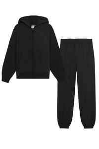 Women's Long Sleeves Fleece Oversize Zip Hoodie & Sweatpants Set