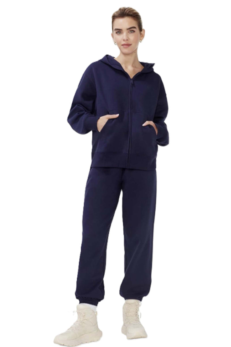 Women's Long Sleeve Boyfriend Fit Zip Fleece Hoodie