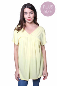 Women's Plus V-Neck Baby Doll Top