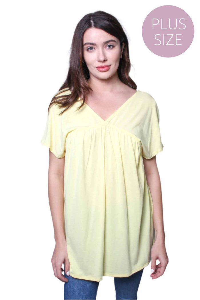 Women's Plus V-Neck Baby Doll Top