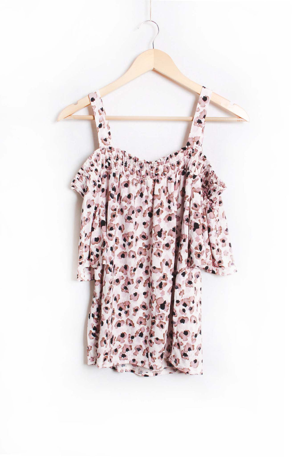 Women's Short Sleeve Strappy Floral Print Top