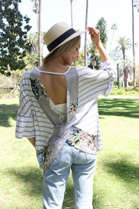 Women's Cut Out Back Batwing Sleeves Top