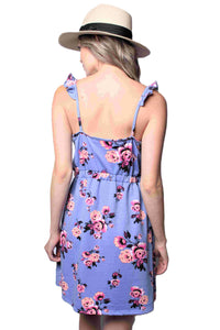 Women's Strappy Mini Floral Dress with Cinched Waist