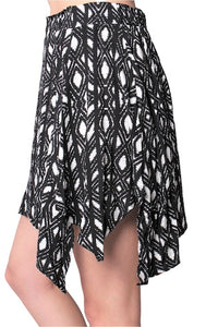 Women's Uneven Hem Printed Mini Skirt