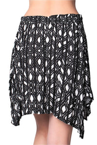 Women's Uneven Hem Printed Mini Skirt