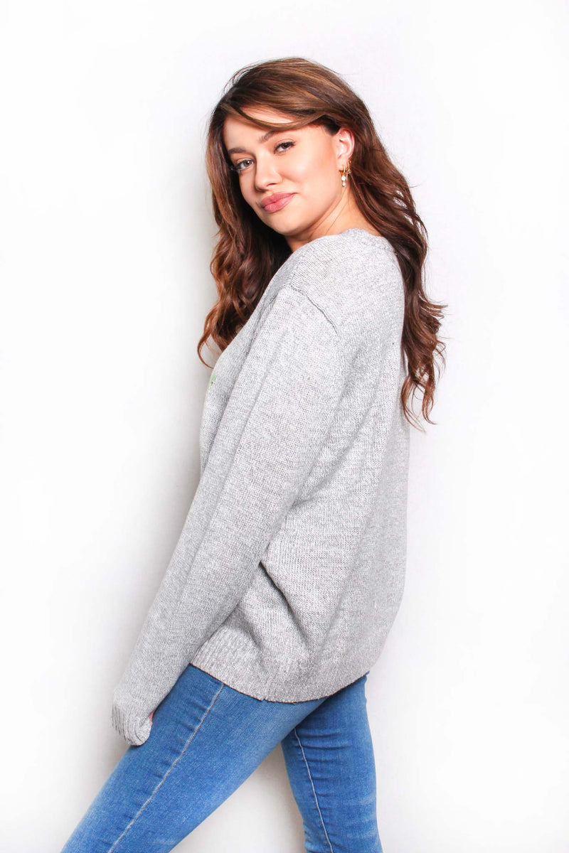 Women's Long Sleeve Crew Neck Knitted Pullover Sweater