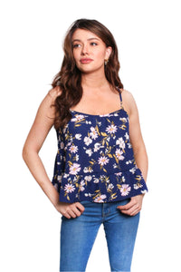 Women's Sleeveless Spaghetti Strap Floral Cami Top