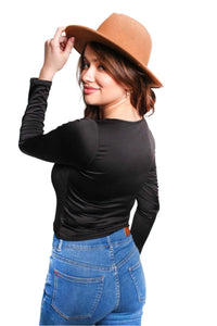Women's Long Sleeve Square Neck Cropped Top