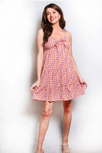 Women's Strappy Printed Mini Dress