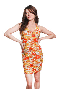 Women's Sleeveless O Ring Embellishment Floral Mini Dress