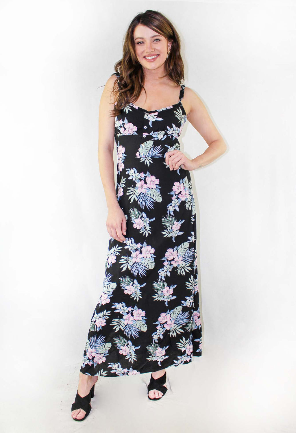 Women's Sleeveless Strappy Floral Maxi Dress