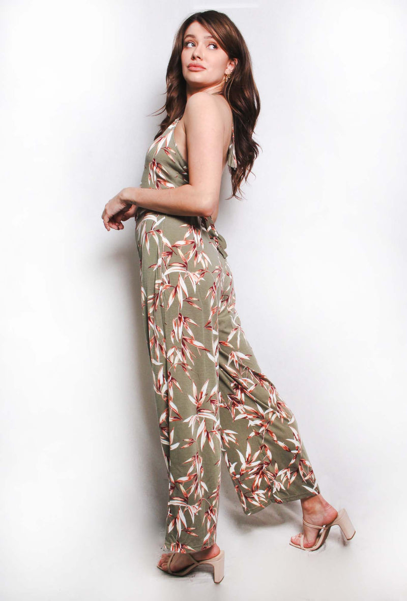Women's Sleeveless Strappy Floral Print Jumpsuit