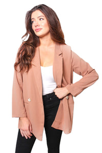 Women's Solid Lapel Collar Double Button Blazer