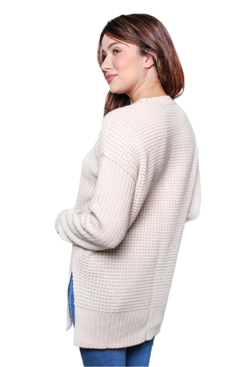 Women's Long Sleeves Round Neck Knitted Sweater