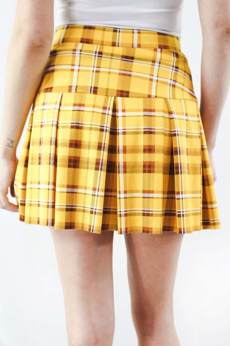Women's High Waist Garterized Plaid Skirt