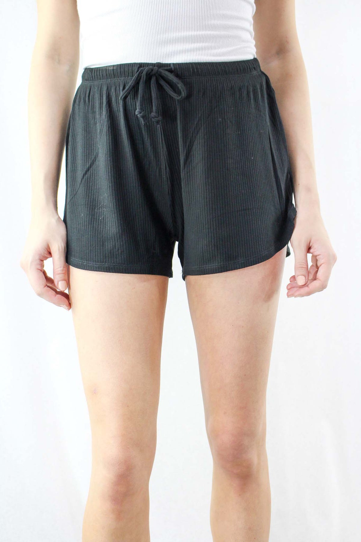 Women's Drawstring Waist Rib Knit Shorts